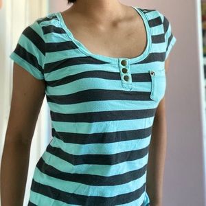 Dark Striped Blue/Teal T Shirt